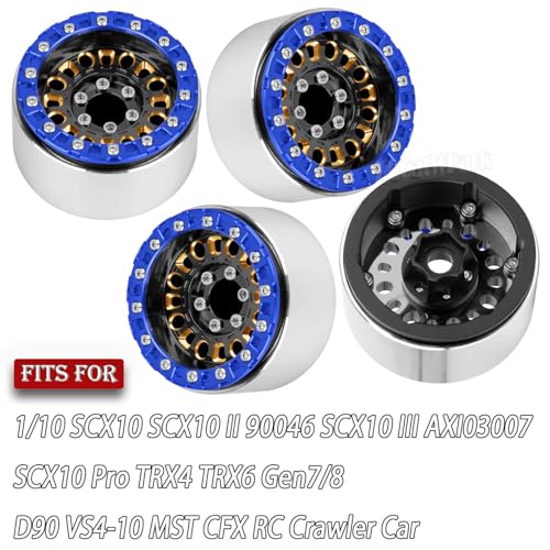 1.9 Brass Beadlock Wheel Rim for 1/10 SCX10 SCX10 II 90046 SCX10 III AXI03007 SCX10 Pro TRX4 TRX6 Gen7/8 D90 VS4-10 MST CFX RC Crawler Car,Brass Beadlock & Aluminum Deep Dish Rim,BlackGold - color: Blackgold - (4pcs Rim)