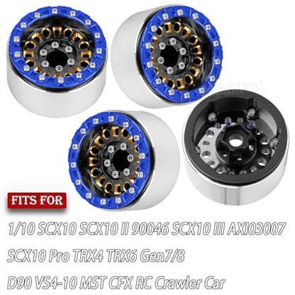 1.9 Brass Beadlock Wheel Rim for 1/10 SCX10 SCX10 II 90046 SCX10 III AXI03007 SCX10 Pro TRX4 TRX6 Gen7/8 D90 VS4-10 MST CFX RC Crawler Car,Brass Beadlock & Aluminum Deep Dish Rim,BlackGold - color: Blackgold - (4pcs Rim)