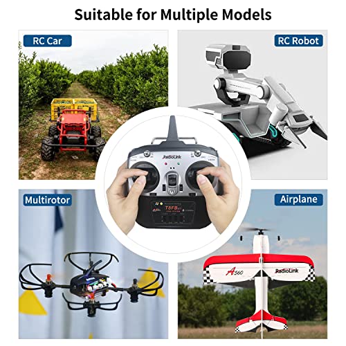 Radiolink T8FB 2.4GHz 8 Channels RC Remote Transmitter and Receiver R8EF Dual Stick Controller with Strap for RC Airplane Aircraft Boat Car and More(Mode 2)