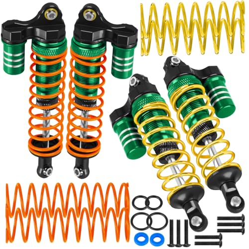 Upgrades Part Front Rear Assembled Full Metal Shocks Aluminum Big Bore RC Shocks Absorber Damper for 1/10 Slash/Rustler/Stampede/Bandit 4X4 4WD 2WD(VXL).Green(4PCS) - color: Green(4PCS)