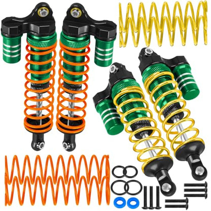 Upgrades Part Front Rear Assembled Full Metal Shocks Aluminum Big Bore RC Shocks Absorber Damper for 1/10 Slash/Rustler/Stampede/Bandit 4X4 4WD 2WD(VXL).Green(4PCS) - color: Green(4PCS)