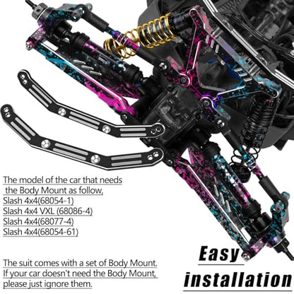 Upgrades Part for 1/10 Slash/Rustler/Stampede/Hoss 4x4 VXL,RC Shock Absorbers&Suspension Arms&Drive Shaft Axles&Steering Knuckle Kit&Shock Tower&Adjustable Links&Steering Block,Colour - color: Colour(parts)