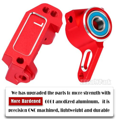 Aluminum Steering Blocks,C-Hubs Caster Block,Rear Stub Axle Carriers w/Bearings Upgrades Part for 1/10 Slash 2WD (VXL)/Rustler 2WD (VXL)/Stampede 2WD (VXL)/Bandit 2WD (VXL),Red - color: Red - (Steering Blocks)