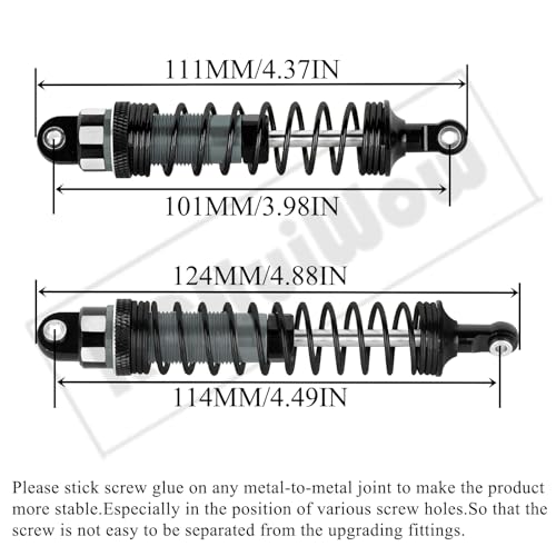 RC Alloy Shocks Absorber Upgrades Part 1/10 Big Rock Granite Senton 3S BLX & Mega550,1/8 Typhon 3S BLX & Mega550,Metal Front Rear Shocks Absorber 4PCS,Titanium