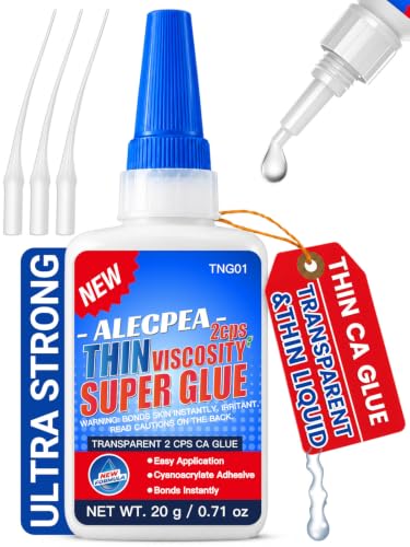 Thin CA Glue 20g, Cyanoacrylate Super Glue with 3 Droppers | Fast 15 Second Set, Clear Capillary Flow For Hairline Gaps In Wood, Metal, Plastic, Ceramic, Rubber, And Jewelry - size: 20g-Clear-Thin