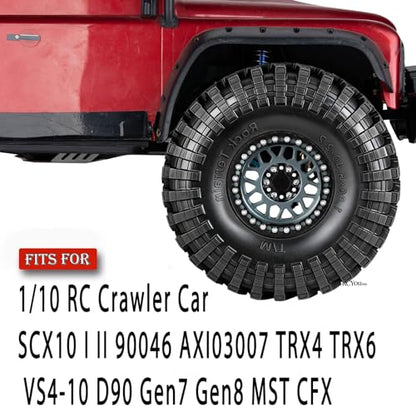 RC 2.2" Beadlock Wheels Tires Set（4PCS for 1/10 SCX10 I II 90046 AXI03007 TRX4 TRX6 VS4-10 D90 Gen7 Gen8 MST CFX RC Crawler Car,2.2 Beadlock Wheels and Tires,Aluminium Wheel Rims,Titanium - color: Titanium -(Rc Wheels Tires)