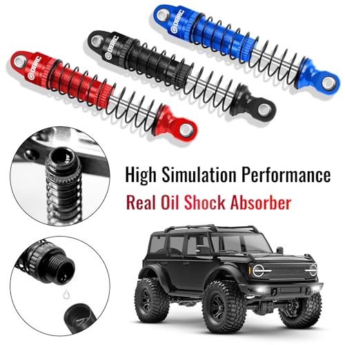 OGRC 60mm Long Travel RC Shock Absorber Oil Damper for TRX4M 1/18 RC Car | Oil-filled, Aluminum, for Traxxas TRX4M Upgrade Parts, Black - color: Black