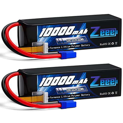 Zeee 6S Lipo Battery 10000mAh 22.2V 120C Soft Pack RC Battery EC5 Connector with Metal Plates for RC Car Truck Desert Racer RC Tank RC Hobbies(2 Pack)