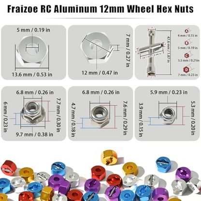 12mm Hex Wheel Hubs w/Axle Pins M4 Flange Lock Nut Standard M3 M4 Nut 5mm Thickness Aluminum Wheel Drive Adapter Replacement of 1654 for RC Traxxas 1/10 Slash 4x4, Stampede 4WD - color: Silver