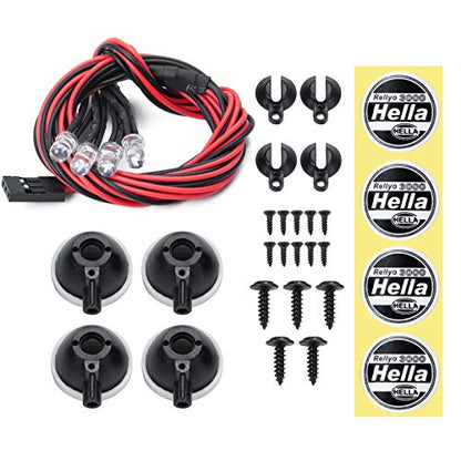 RC Car Round LED Light &Cover for 1/10 RC Crawler Axial SCX10 90046 CC01 D90 TRX-4 Tamiya HSP RC Car Parts (4 PCS)