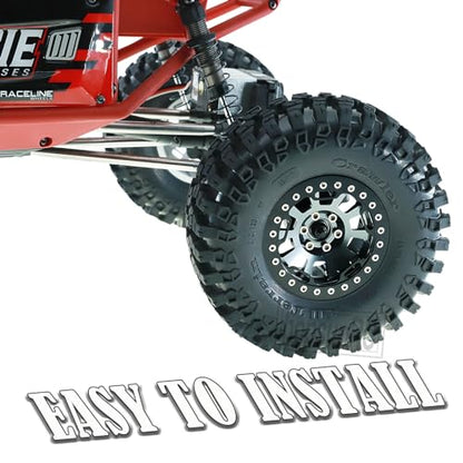 RC 2.2in Tires Tyres & Aluminium 2.2in Beadlock Wheel Rim for 1/10 SCX10 Capra AMG 6x6 TRX4 Gen8 Everest Gen 7 Pro RC Crawler (4PCS Titanium) - color: Titanium/2.2wheels-scx10