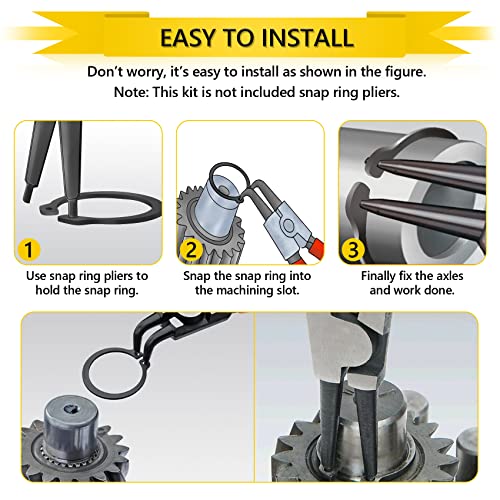 Snap Ring Set, 325Pcs Alloy Steel External Retaining Ring 15 Sizes C-Clips, Circlip Set for Axles, Shafts, and Other Moving Parts - color: Black, size: 325 pcs