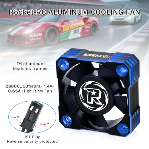 Surpass Hobby 30mm Motor Cooling Fan,28000RPM ESC Cooling Fan,Rc Heatsink for 1/8 1/10 1/12 RC Car 540 550 Brushless Motor (Black Blue) - color: blue