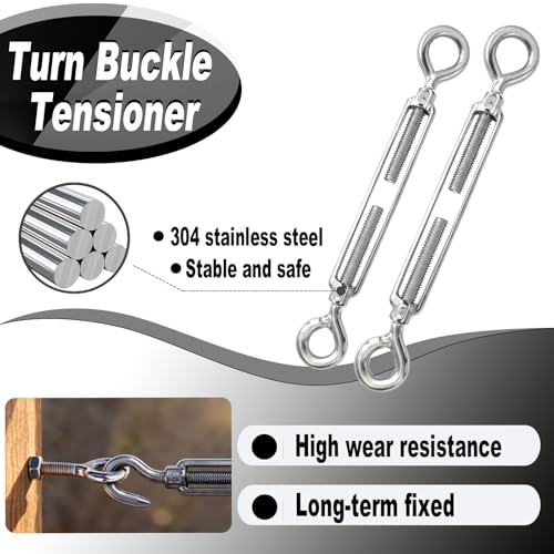 6 PCS M6 Eye and Eye Turnbuckles for Cables Wire Rope Tension | Made of 304 Stainless Steel, Corrosion Resistant , Easy to Use,220lbs Rated,Industrial Shade Sail Rigging - size: 6PCS-M6-OO