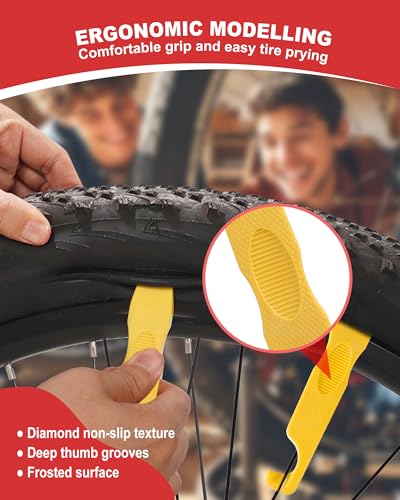 Bike Tire Repair Kit, Bicycle Inner Tube Puncture Patch Kits with 20 PCS Vulcanizing Patches, User Manual, Metal Rasp and Tire Lever, Bike Patch Kit for Mountain and Road Bike - style: Glue-free Version