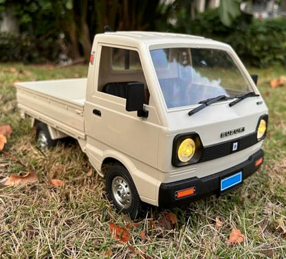 HLSFWDRIVE WPL D14 RC Kei Truck 4x4 Remote Control Drift Car 1/10 Scale | Suzuki RC Car 4WD Carry 2.4 GHz 280 Motor Proportional Throttle Seering Hobby Toy Adult 2 Batteries