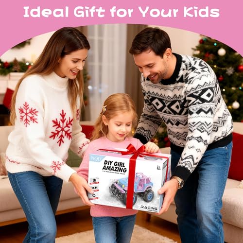 NQD Remote Control Car for Kids 1:16 Scale 80 Min Play 2.4Ghz Off Road RC Trucks with Stickers Toy Car Gift for Girls 3 4 5 6 Year Old - color: Pink and Blue