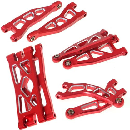 Front and Rear Suspension Arms Set ARA330808 ARA330809 Aluminium Alloy for Arrma 1/18 Granite Grom 1/14 Typhon Grom Upgrade Parts (Red)