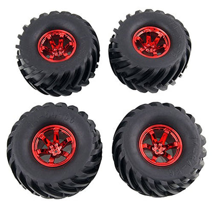 4PCS 1:10 Wheel and Tire Set for 1/10 RC Monster Truck HIMOTO HSP HPI Tamiya Kyosho - color: Black, Red