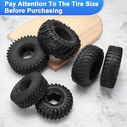uxcell 2Pcs Simulation Soft Rubber Wheel Tires RC On-Road Car Tyres 2.2" Crawler Tires B4-Type with Sponge Inside for RC Off-Road Cars SCX10 TRX4, 128mm x 39mm