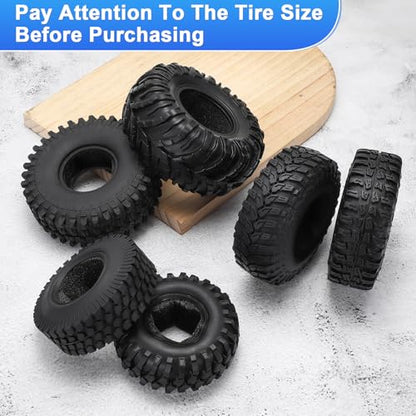 uxcell 2Pcs Simulation Soft Rubber Wheel Tires RC On-Road Car Tyres 2.2" Crawler Tires B4-Type with Sponge Inside for RC Off-Road Cars SCX10 TRX4, 128mm x 39mm
