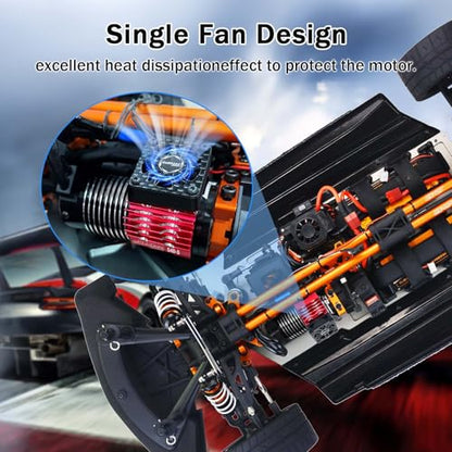 Surpass Hobby RC Motor Fan, 28000RPM Alluminum Motor Fan with Heatsink for RC Car 1/8 1/10 Scale 540 550 3650 3660 3670 Motor (Single Red) - style: Red-single Fan for 36mm Motor
