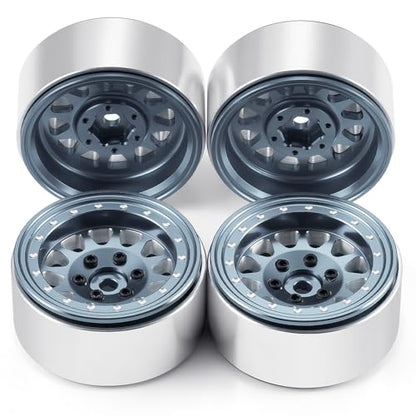 RCLIONS Aluminium 1.3" RC Beadlock Wheel Hub Rims for 1/24 1/18 TRX4M AXIAL SCX24 RC Crawler Car Upgrade Parts (Titanium) - color: Titanium