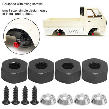 Raguso 4pcs Wheel Hex Hub Adapters 5mm to 12mm Combiner Aluminum Alloy Hex Hub Adapter Compatible with WPL D12 1/10 RC Trucks RC Car Spare Upgrade Parts(Black)