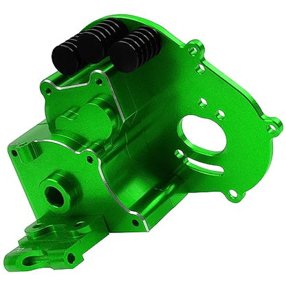 Aluminum Transmission Case Gearbox Housing Cover w/Motor Plate Compatible with 1/10 Traxxas Slash 2WD Rustler Stampede Bandit 2WD RC Car Replace 3691 (Green) - color: Green