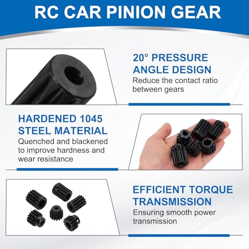 uxcell 2Pcs 1.5 Mod 9T Spur Gear 6mm Bore, 1045 Steel Pinion Gear Black Surface Treatment, 20°Pressure Angle, for Spur Rack and RC Model Car or Motor DIY - size: 1.5 Mod 9T, 6mm