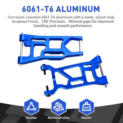 Aluminum Suspension A-Arms Set Front Arms & Rear Arms for 1/10 Losi Tenacity TT Pro 4WD SCT/DB Pro Upgrades, Replace LOS234016 LOS234017 (Blue)