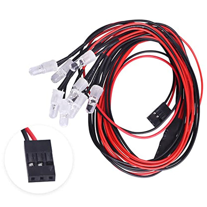 8 LEDs 5 mm LED Light Headlights Taillight Kit Accessories Compatible with Traxxas Arrma Redcat HSP Tamiya Axial SCX10 Losi RC Car Truck Tank Crawler Body Shell