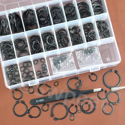 Swpeet 266Pcs 21 Sizes M4-M28mm Alloy Steel External Circlip Snap Retaining Clip Rings C-Clips with Tweezers Assortment Kit, Circlip Retainer Rings Set for Axles, Shafts and Other Moving Parts - style: Manganese Steel C-Cip