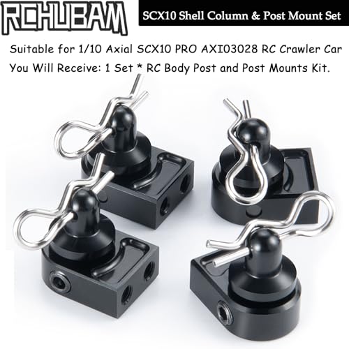RCHUBAM 4PCS Body Post Mounts with Clips for 1/10 Axial SCX10 PRO AXI03028 | Aluminum Alloy Body Post Mount & Body Posts,RC Crawler Upgrade Parts
