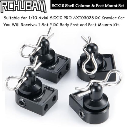 RCHUBAM 4PCS Body Post Mounts with Clips for 1/10 Axial SCX10 PRO AXI03028 | Aluminum Alloy Body Post Mount & Body Posts,RC Crawler Upgrade Parts