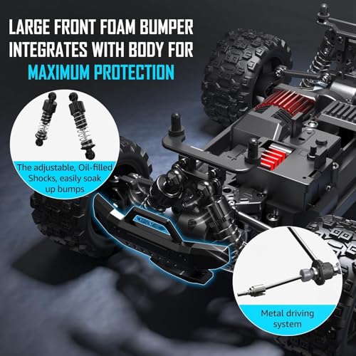 2-in-1 RC Cyber Monster Truck & Drift Car for Adults 1/18 Scale 4WD 40KM/H All-Terrain Fast RC Car with 2.4Ghz Radio, 2 Batteries & 2 PVC Shells RTR