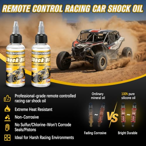 2 Bottles Racing Silicone Shock Oil 30WT 350CST, RC Car Shock Oil for Lubricating R/C Radio Controlled Cars and All Types of Vehicles, Electric Car/Truck Option Parts, Does Not Evaporate