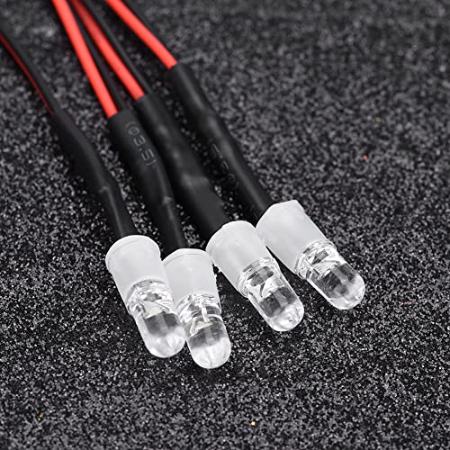 4Pcs RC Light Kit, 5mm RC LED Light Headlights, White and Red Color LED Headlights Taillight Kit Accessories with 27.6in Lines for 1/10 Remote Control Model Car Truck