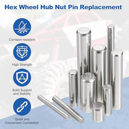 MECCANIXITY 10 Pack Dowel Pin Wheel, 2x100mm Steel Hex Wheel Hub Nut Pin Replacement for DIY RC Car Truck Boat Helicopter Model Part, Silver - size: 2x100mm