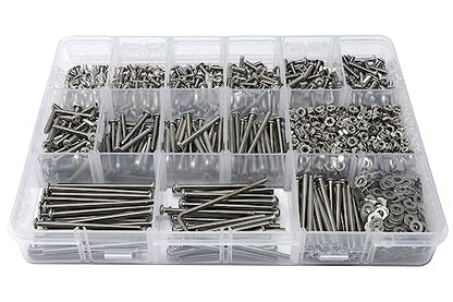 iexcell 1500 Pcs M3 x 4/6/8/10/12/16/20/25/30/35/40/45/50 Stainless Steel 304 Hex Socket Button Head Cap Screws Bolts Nuts Washers Assortment Kit - size: M3 x 4/6/8/10/12/16/20/25/30/35/40/45/50mm