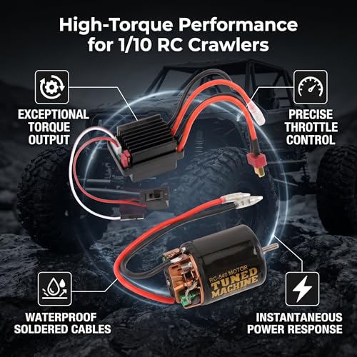 RC Brush Motor ESC, Brushed Motor ESC Combo Brush Cable T Plug 540 Brushed Motor for Axial SCX10 90046 for Redcat Gen 8 1/10 RC Car (35T) - size: 35T