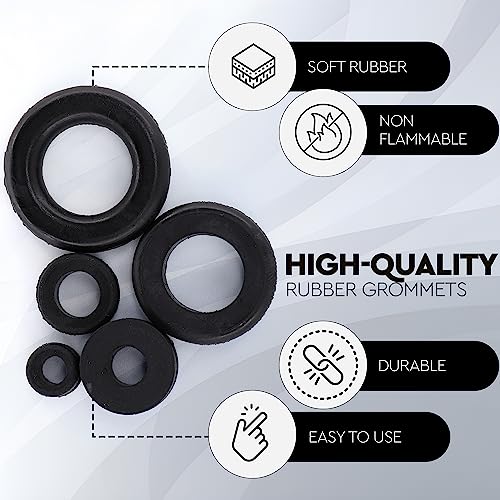 125pc 18 Sizes Rubber Grommet Kit - Includes Grommets for Wiring, Hole Plugs, and Automotive Firewall Grommet (1/4' 5/16' 1/2' 7/32' 3/8' 9/16' 5/16' 5/8' 3/4' 7/8' 15/16' 21/32' 1') - size: 18 Sizes (125-Pc)