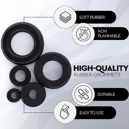 125pc 18 Sizes Rubber Grommet Kit - Includes Grommets for Wiring, Hole Plugs, and Automotive Firewall Grommet (1/4' 5/16' 1/2' 7/32' 3/8' 9/16' 5/16' 5/8' 3/4' 7/8' 15/16' 21/32' 1') - size: 18 Sizes (125-Pc)
