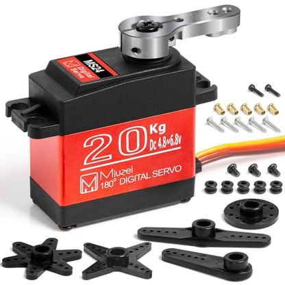 20KG Servo Motor High Torque Metal Gear Digital for 1/10 RC Car 1Pcs | 22.8kg·cm Torque @6.8V, DS3218, 180 Degree Waterproof Standard Steering with 25T Horn for RC Crawler Robot Truck Boat.
