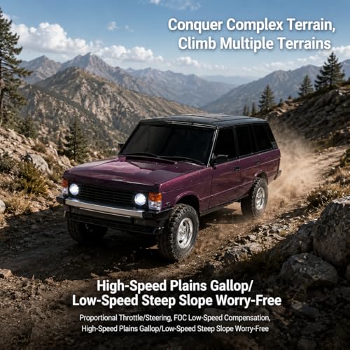 LD18401Pro 1:18 4WD RC Crawler, Sensorless Brushless Motor RC Off-Road Truck with Metal Axles & Hydraulic Shocks, 2.4G Full-Proportional Control RC Car Purple - color: Purple