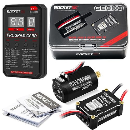 OGRC Sensored Brushless Motor with 30A ESC LED Program Card Combo for TRX4M | 50000 RPM Brushless Motor, Built-in BEC Support 2S Lipo Battery ESC, for TRX4M 1/18 RC Car