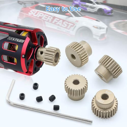 64P Pinion Gear Sets 26T 27T 28T 29T 30T for Shaft 3.175mm RC Motor Compatible with HPI Kyosho Losi Axial Tamiya 1/10 RC Car Monster Truck Upgrade Parts - size: 26T 27T 28T 29T 30T