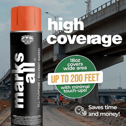 Fox Valley 18oz Marks All Solvent-Based Marking Paint 12-Pack, Red Orange - color: Red/Orange Fluorescent