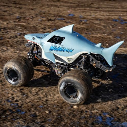 Losi 1/18 Mini LMT Megalodon 2S 4X4 RTR Brushed Monster Truck Battery & Charger Included Blue LOS01026T3 - color: Blue