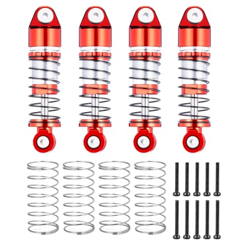 RCLIONS SCX24 Shocks 33mm Oil Shock Absorber for AXIAL SCX24 Deadbolt JLU Gladiator Base Camp 1/24th RC Crawler Car Upgrade Parts - color: Red